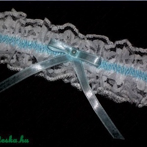 Kék fehér menyasszonyi combcsipke, méretre készíteve -  - Meska.hu