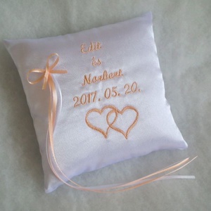 Hímzett gyűrűpárna - 16x16cm - esküvő - kiegészítők - gyűrűtartó & gyűrűpárna - Meska.hu