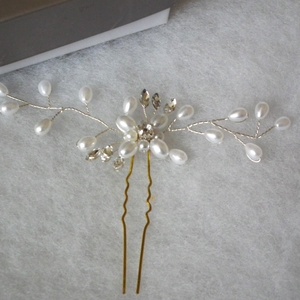Gyöngyös, strasszos nagy hajtű, hajdísz - esküvő - hajdísz - hajtű - Meska.hu