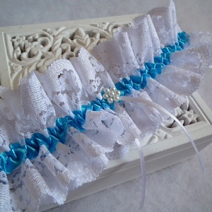 Türkiz álom esküvői combcsipke - esküvő - kiegészítők - harisnyatartó & valami kék - Meska.hu