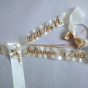 Hímzett esküvői vőfélyszalag virág hímzéssel - esküvő - kiegészítők - öv & pánt - Meska.hu