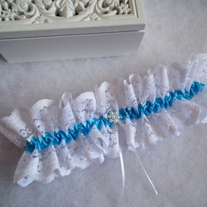 Türkiz álom esküvői combcsipke - esküvő - kiegészítők - harisnyatartó & valami kék - Meska.hu