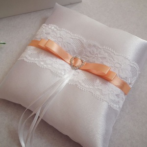 Dupla masnis illúzió gyűrűpárna -barack - esküvő - kiegészítők - gyűrűtartó & gyűrűpárna - Meska.hu