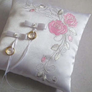 Lizi esküvői gyűrűpárna - szürke, rózsaszín - esküvő - kiegészítők - gyűrűtartó & gyűrűpárna - Meska.hu