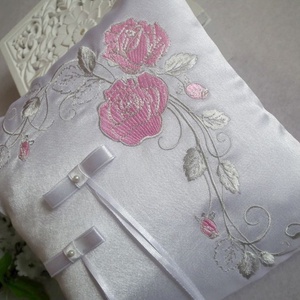 Lizi esküvői gyűrűpárna - szürke, rózsaszín - esküvő - kiegészítők - gyűrűtartó & gyűrűpárna - Meska.hu