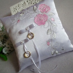 Lizi esküvői gyűrűpárna - szürke, rózsaszín - esküvő - kiegészítők - gyűrűtartó & gyűrűpárna - Meska.hu