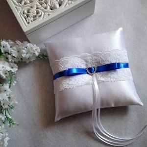 Dupla masnis illúzió gyűrűpárna -királykék - esküvő - kiegészítők - gyűrűtartó & gyűrűpárna - Meska.hu