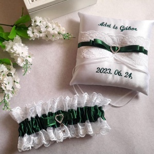 Gyűrűpárna és combcsipke esküvőre - esküvő - kiegészítők - harisnyatartó & valami kék - Meska.hu