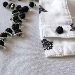 Fekete selyem gomb  - 5 pár - kellékek & szerszámok - rövidáru - gomb - textil gomb - Meska.hu