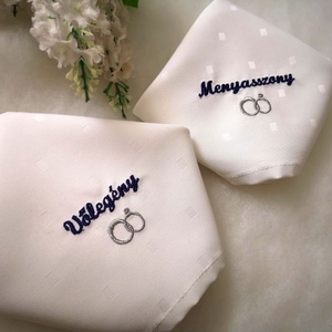 Esküvői menyasszony-vőlegény hímzett textil szalvéta - esküvő - dekoráció - tálalás - Meska.hu