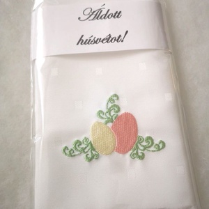 Húsvéti hímzett textil szalvéta - húsvéti tojások, Esküvő, Dekoráció, Tálalás, Varrás, Hímzés, MESKA