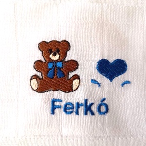 Hímzett névreszóló textil pelenka - fehér - otthon & életmód - babaszoba, gyerekszoba - babaszoba dekoráció - Meska.hu