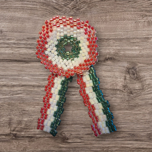 Gyöngy kokárda, Ékszer, Kitűző és Bross, Kitűző, Gyöngyfűzés, gyöngyhímzés, MESKA