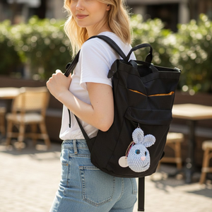 Horgolt amigurumi nyuszi, halvány kék - táska & tok - kulcstartó & táskadísz - kulcstartó - Meska.hu