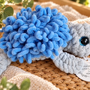 Pihe-puha horgolt teknősbéka � 15 cm, kékszínű - Meska.hu