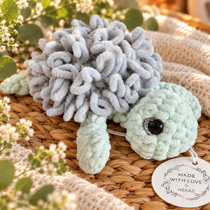 Pihe-puha horgolt teknősbéka � 15 cm, szürke - Meska.hu