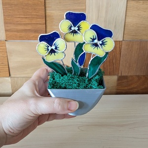 Árvácska üveg örökvirág dekoráció - Sárga - otthon & életmód - dekoráció - virágdísz és tartó - virágbox, virágdoboz - Meska.hu