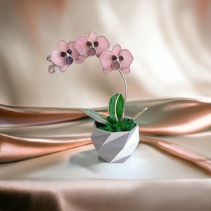 Orchidea üveg örökvirág dekoráció - Meska.hu