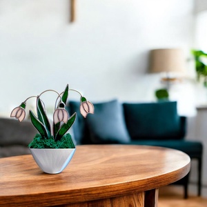 Hóvirág cserépben üveg örökvirág dekoráció - otthon & életmód - dekoráció - asztal és polc dekoráció - asztaldísz - Meska.hu