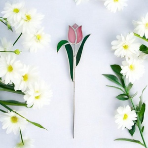 Tulipán szál üveg örökvirág - Rózsaszín, Otthon & Életmód, Dekoráció, Virágdísz és tartó, Csokor & Virágdísz, Üvegművészet, MESKA