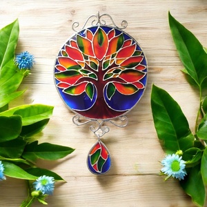 Életfa Mandala - Festett üveg ablakdekoráció - otthon & életmód - dekoráció - spiritualitás - mandala - Meska.hu
