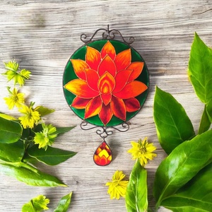 Lótuszvirág Mandala - Festett ablakdekoráció - otthon & életmód - dekoráció - spiritualitás - mandala - Meska.hu
