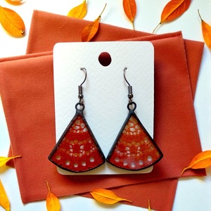 Csipkecsoda - Üveg design fülbevaló - Narancs, Ékszer, Fülbevaló, Lógó fülbevaló, Üvegművészet, MESKA