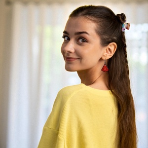 Csipkecsoda - Üveg design fülbevaló - Narancs - ékszer - fülbevaló - lógó fülbevaló - Meska.hu