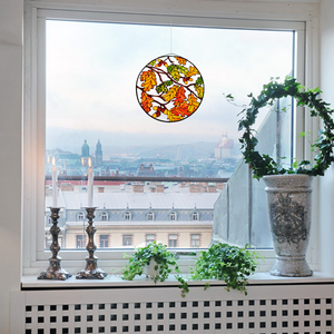 Őszi Tölgyfaág - Fényfogó üveg ablakdísz - otthon & életmód - dekoráció - ajtó- és ablak dekoráció - ablakdísz - Meska.hu