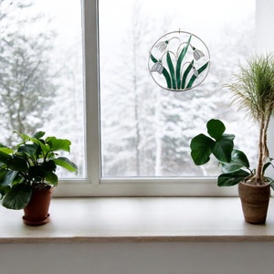 Hóvirág csokor üveg ablakdekoráció - otthon & életmód - dekoráció - ajtó- és ablak dekoráció - ablakdísz - Meska.hu