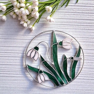 Hóvirág csokor üveg ablakdekoráció - otthon & életmód - dekoráció - ajtó- és ablak dekoráció - ablakdísz - Meska.hu