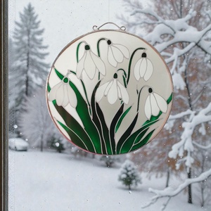 Hóvirág csokor - Festett ablakdekoráció - Meska.hu