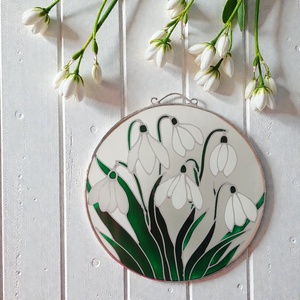 Hóvirág csokor - Festett ablakdekoráció - otthon & életmód - dekoráció - ajtó- és ablak dekoráció - ablakdísz - Meska.hu