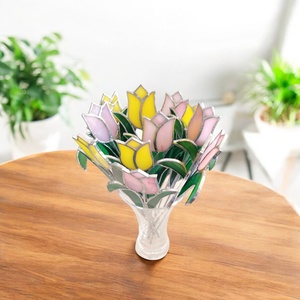 Valentin-napi üveg tulipán örökvirág - Rózsaszín - otthon & életmód - dekoráció - dísztárgy - Meska.hu