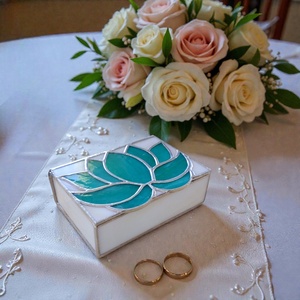 Esküvői pénzátadó doboz - Türkiz lótusz - esküvő - emlék & ajándék - nászajándék - esküvői pénzátadó doboz - Meska.hu