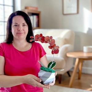 Üveg orchidea - Gondozásmentes örökvirág - otthon & életmód - virágdekoráció - virágdíszek - virágdísz kaspóban - Meska.hu