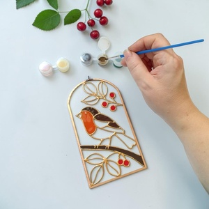 Üvegfestő DIY Alkotó doboz - Vörösbegy - diy (csináld magad) - egységcsomag - Meska.hu