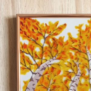 Aranylő őszi erdő - Üvegfesmény - művészet - festmény - üvegfestmény - Meska.hu