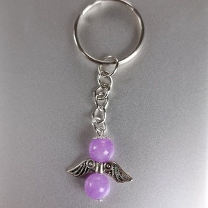 Őrangyal kulcstartó lila jáde ásvánnyal � Szerencsehozó kísérő, Táska & Tok, Kulcstartó & Táskadísz, Kulcstartó, Ékszerkészítés, Gyöngyfűzés, gyöngyhímzés, MESKA