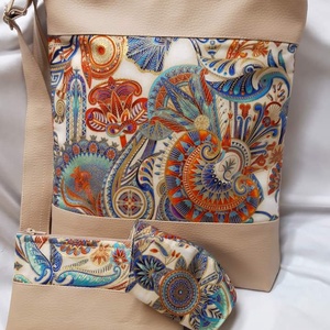 Textilbőr oldaltáska+neszesszer+maszk szett - Meska.hu