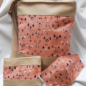 Textilbőr oldaltáska+neszesszer+maszk szett - Meska.hu