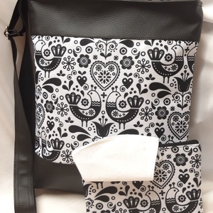 Textilbőr oldaltáska+neszesszer+maszk szett - Meska.hu