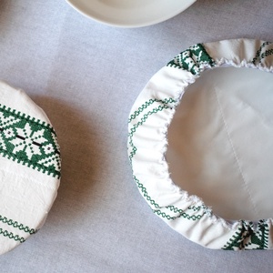 Palóc szőttes zöld mintás edényfedő csomag - otthon & életmód - konyhafelszerelés, tálalás - konyhai textil - edényfogó & edényfedő - Meska.hu