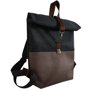 BASIC víz- és kopásálló barna és fekete roll top hátizsák - táska & tok - hátizsák - hátizsák - Meska.hu