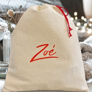 Kézzel írt névre szóló mikulás, ajándék zsák, Karácsony, Mikulás, Mikulás zsák, Varrás, MESKA