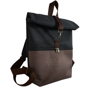 BASIC víz- és kopásálló barna és fekete roll top hátizsák - táska & tok - hátizsák - hátizsák - Meska.hu