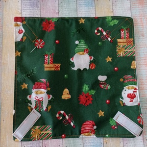 Karácsonyi manós újraszalvéta/textil szalvéta - karácsony - karácsonyi lakásdekoráció - ünnepi asztaldekoráció - Meska.hu