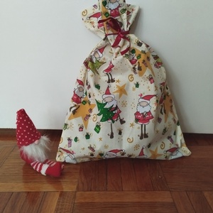 Mikulás mintás Mikulás zsák/ csomagoló, Karácsony, Mikulás, Mikulás zsák, Varrás, MESKA