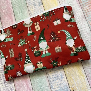 Manó mintás uzsonnás tasak/ zsák/ csomagoló, Karácsony, Mikulás, Mikulás zsák, Varrás, MESKA