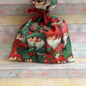 Téli manó mintás Mikulás zsák/ csomagoló, Karácsony, Mikulás, Mikulás zsák, Varrás, MESKA